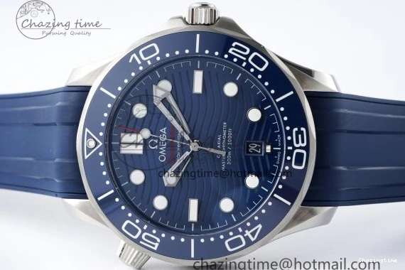 0328 Fashionable Seamaster Diver 300M ZF 1:1 Best Edition Blue Ceramic Blue Dial on Blue Rubber Strap A 7822